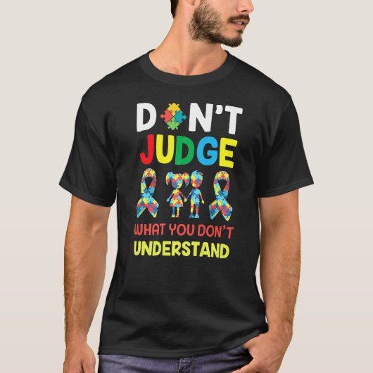 自閉症啓発 ローソンリー不同凡響パズル メンズ Tシャツ (正面)
