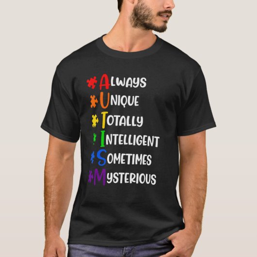 自閉症啓発 優しさいつもユニーク Tシャツ (正面)