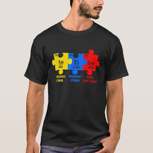 自閉症啓発 化学元素 Tシャツ (正面)