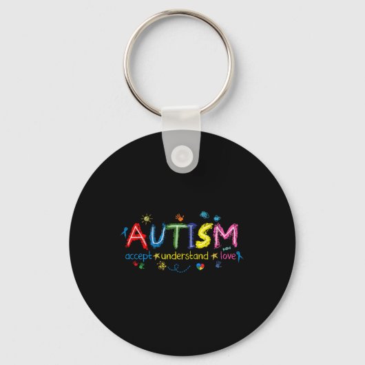 自閉症啓発 受け入れる 理解する 愛する ASD サポート キーホルダー (正面)
