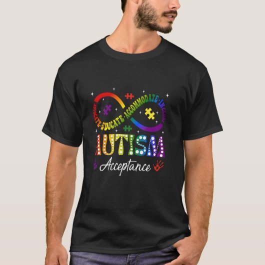 自閉症啓発 受容 無限大シンボル サポーター Tシャツ (正面)