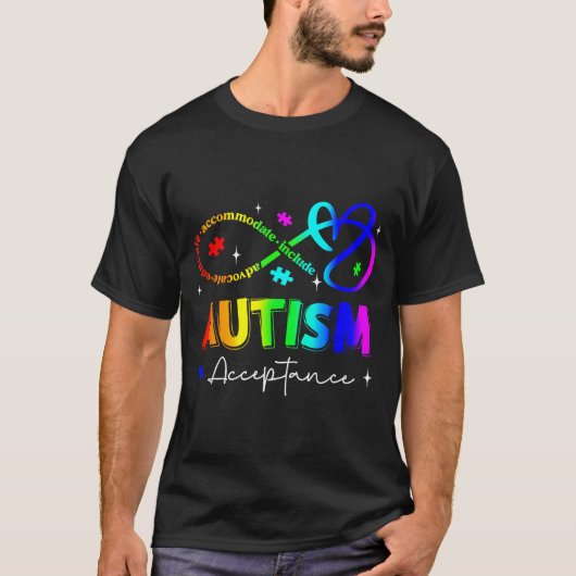 自閉症啓発 受容 無限大シンボル メンズ Tシャツ (正面)