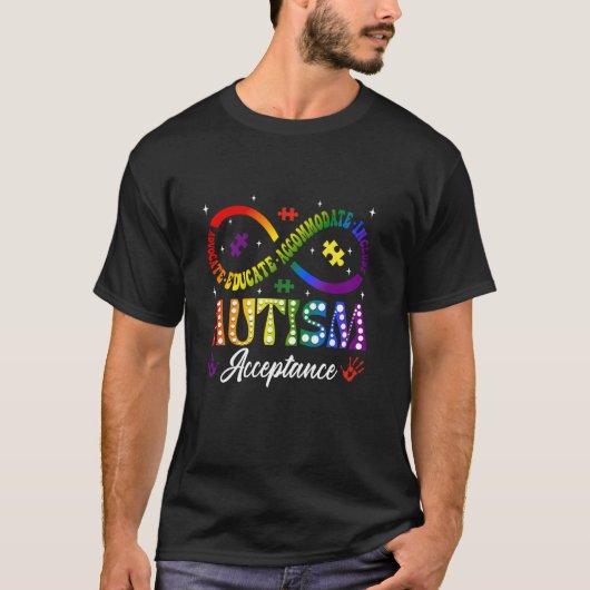自閉症啓発 受容 無限大シンボル 支持者 Tシャツ (正面)