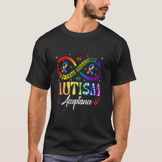 自閉症啓発 受容 無限大 シンボル 支援者 Tシャツ (正面)