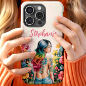 自閉症啓発 女性 野の花 パズル カスタム Case-Mate iPhoneケース