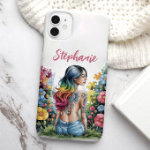 自閉症啓発 女性 野の花 パズル カスタム Case-Mate iPhoneケース