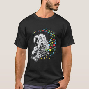 自閉症啓発 宇宙飛行士 スケートボード スペースマン スカ Tシャツ