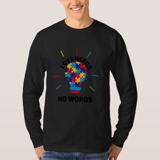 自閉症啓発 愛 パズル ハート 受け入れる 支援 Tシャツ (正面)