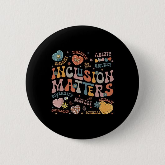 自閉症啓発 特別Tシャツ 包含の問題 缶バッジ (正面)