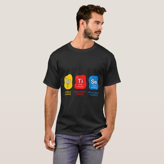 自閉症啓発 科学 周期表 元素 Tシャツ (正面フル)