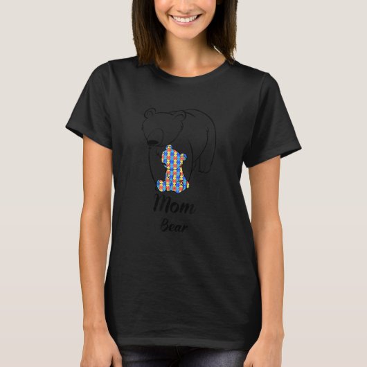 自閉症啓発 自閉症の人を愛するクマ 4 Tシャツ (正面)