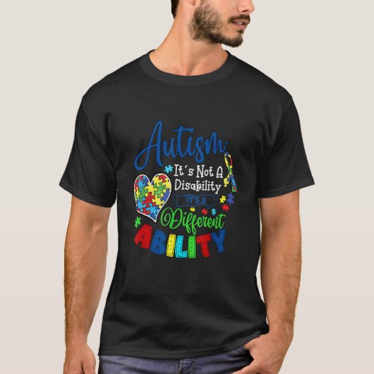 自閉症啓発 自閉症は異なる才能 Tシャツ (正面)