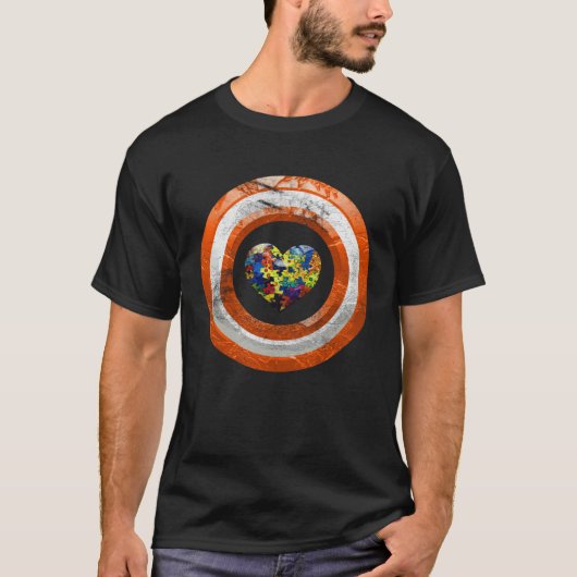 自閉症啓発 自閉症 多様性 ハート パズル Tシャツ (正面)