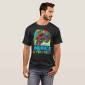 自閉症啓発 違いを認めよう ティラノサウルス モンスター Tシャツ (正面フル)