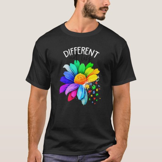 自閉症啓発 違ってるだけで悪くない 自閉症の花 Tシャツ (正面)