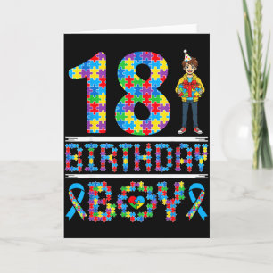 自閉症啓発 18歳の誕生日 男の子 パズルのピース 18 カード