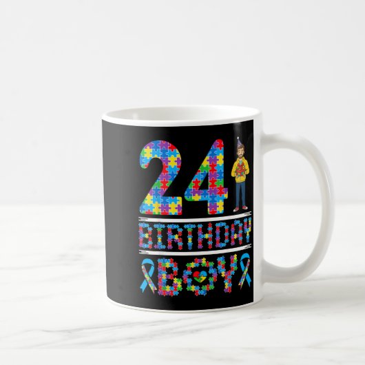 自閉症啓発 24歳の誕生日 男の子 パズルのピース 24 コーヒーマグカップ (右)