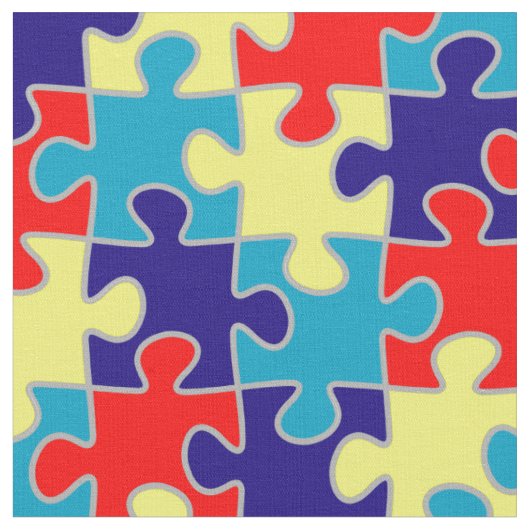 自閉症啓発 ASD アスペルガー パズル パターン ファブリック (クローズアップ)