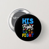 自閉症啓発 His Fight Is My Fight 缶バッジ (正面&裏面)