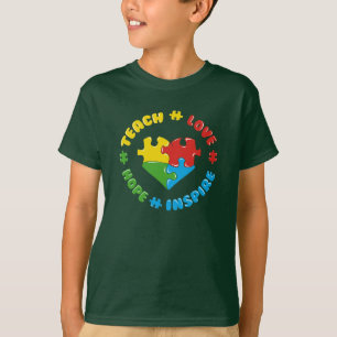 自閉症啓発 Teach Love Hope Inspire Tシャツ