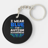 自閉症啓発I衣服ブルー自閉症啓発 キーホルダー (裏面)
