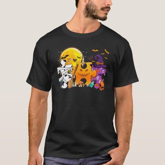 自閉症啓発Tシャツ在庫処分 - 楽しいハロウィー Tシャツ (正面)