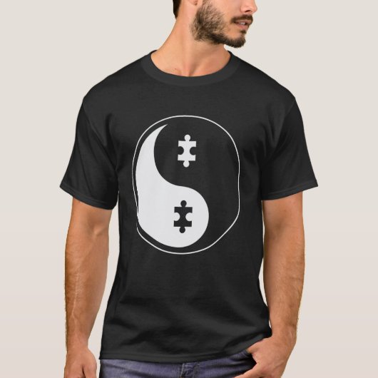自閉症啓発Tシャツ陰陽パズルヨガ瞑想 Tシャツ (正面)