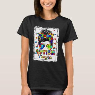 自閉症啓発YiayiaライフMessy Bun漂白モ Tシャツ