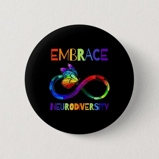 自閉症啓蒙受容シャツインフィニティシンボル 缶バッジ (正面)