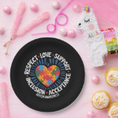 自閉症啓蒙自閉症尊重ラブサポート ペーパープレート (パーティー)