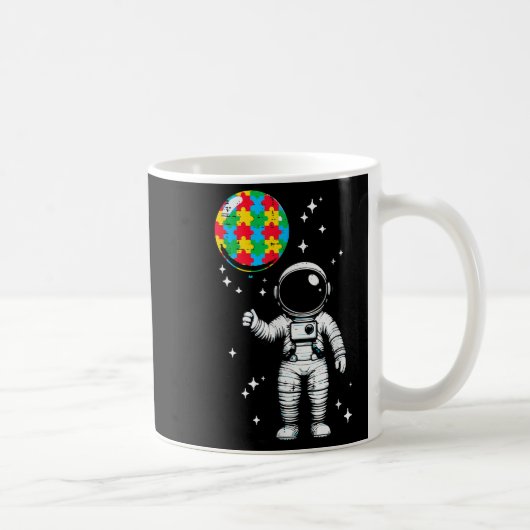 自閉症宇宙飛行士パズル風船かわいいasd啓発 コーヒーマグカップ (右)