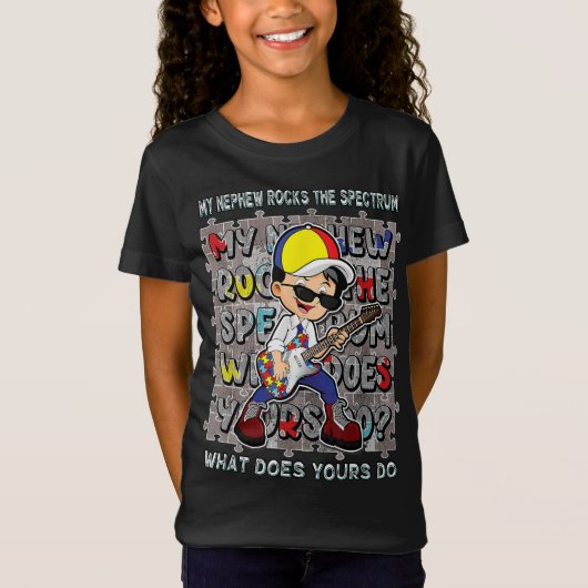 自閉症意識おじさん叔母ティー私の甥の岩Th Tシャツ (正面)