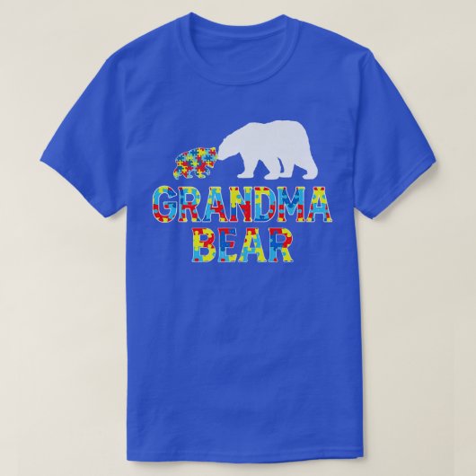 自閉症意識おばあちゃんが自閉症前をサポート Tシャツ (デザイン正面)