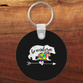 自閉症意識おばあちゃんが自閉症Aduをサポート キーホルダー (正面)