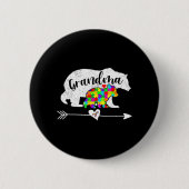 自閉症意識おばあちゃんが自閉症Aduをサポート 缶バッジ (正面)