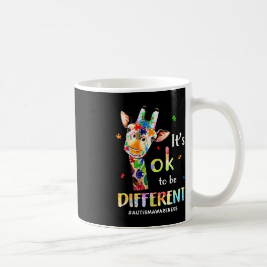 自閉症意識かわいいキリン動物そのOk コーヒーマグカップ (右)