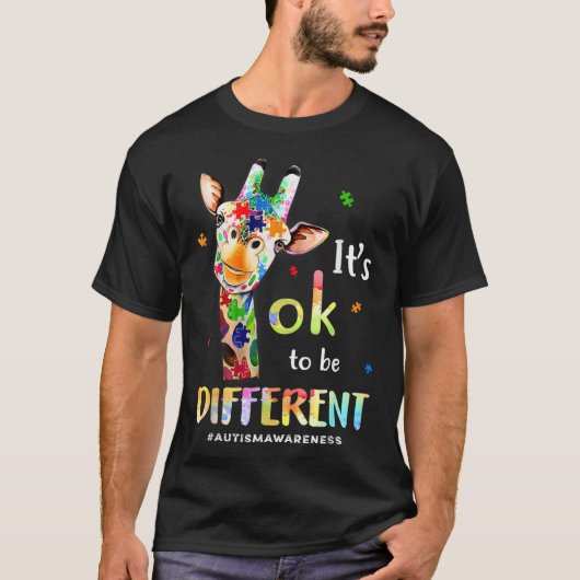 自閉症意識かわいいキリン動物そのOk Tシャツ (正面)