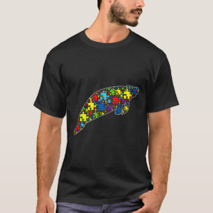 自閉症意識かわいいマナティーパズルピース動物 Tシャツ
