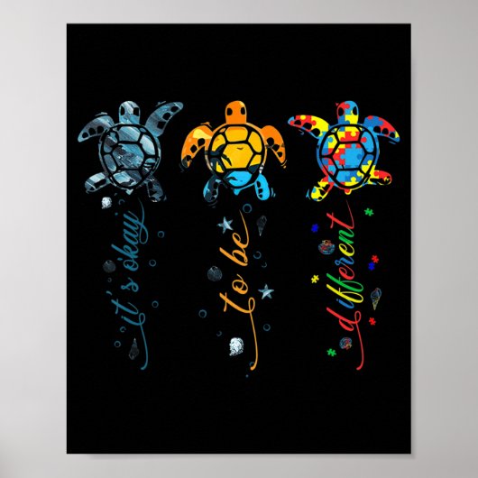 自閉症意識かわいい亀の動物大丈夫 ポスター (正面)