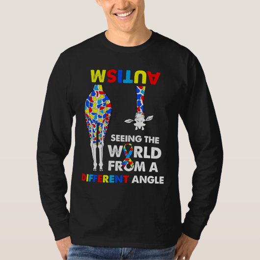 自閉症意識が世界を見る角度差ギラフ Tシャツ (正面)