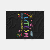 自閉症意識が愛を受け入れ女性理解 フリースブランケット (正面(横))