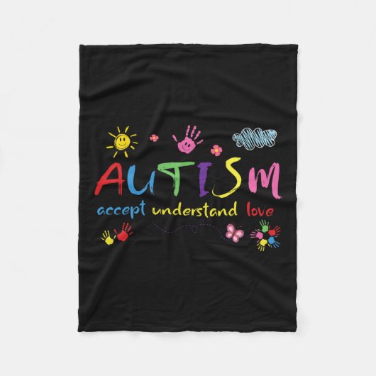 自閉症意識が愛を受け入れ女性理解 フリースブランケット (正面)