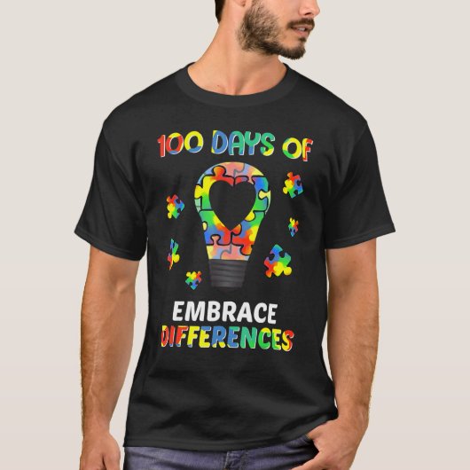 自閉症意識が違いを受け入れるSの100日 Tシャツ (正面)