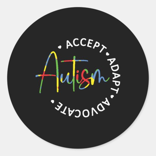 自閉症意識が適応提唱者を受け入れる ラウンドシール (正面)