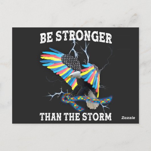 自閉症意識のイーグルは嵐より強い ポストカード (裏面)