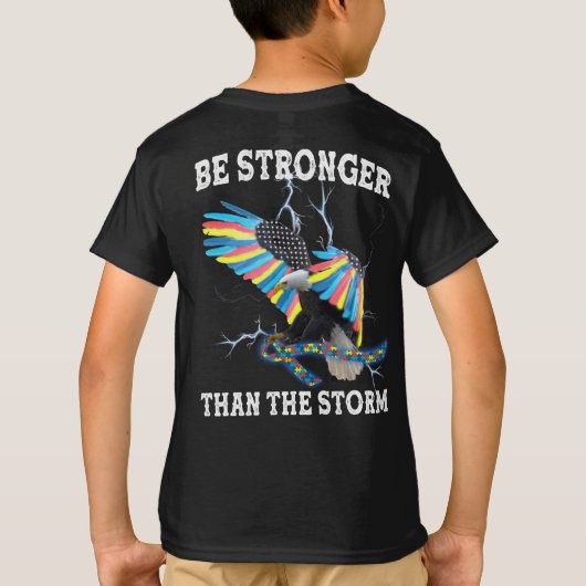 自閉症意識のイーグルは嵐より強い Tシャツ (裏面)