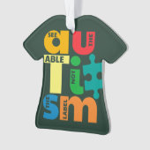 自閉症意識のクリスマスをラベル付けできない様子を見る オーナメント (正面)