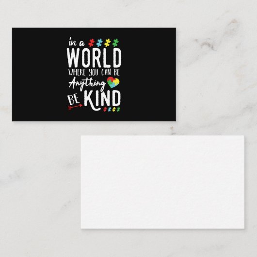 自閉症意識のシャツ – 優しい自閉症意識を実現 名刺 (正面/裏面)