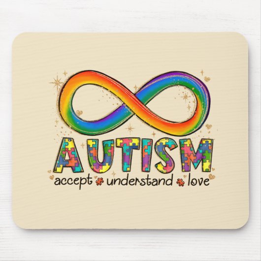 自閉症意識の受け入れ、愛、理解 マウスパッド (正面)