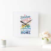 自閉症意識の小さなもの大お祝い スクエア壁時計 (ホーム)